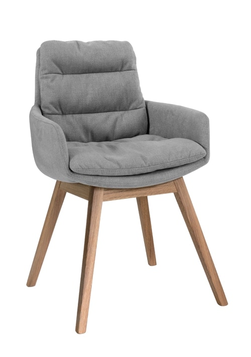 Szare krzesło z podłokietnikami na drewnianych nogach Meble Matkowski - GMO Studio