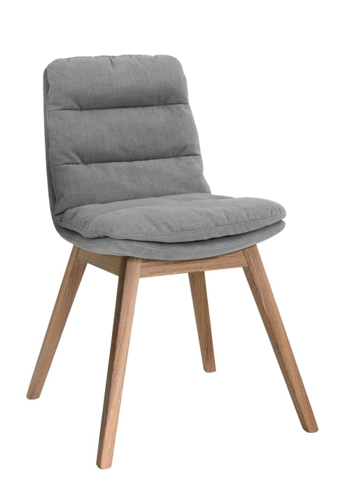 Szare krzesło tapicerowane Moon drewniane nogi, Meble Matkowski, GMO Studio