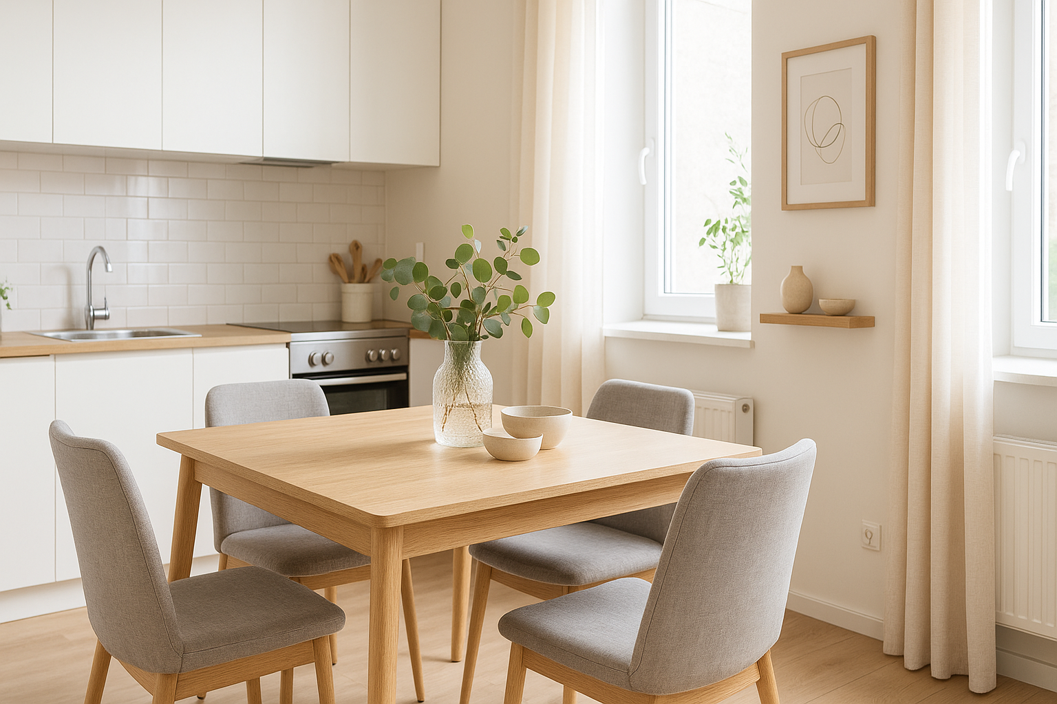 Funkcjonalny stół do małej kuchni i jadalni w nowoczesnym mieszkaniu